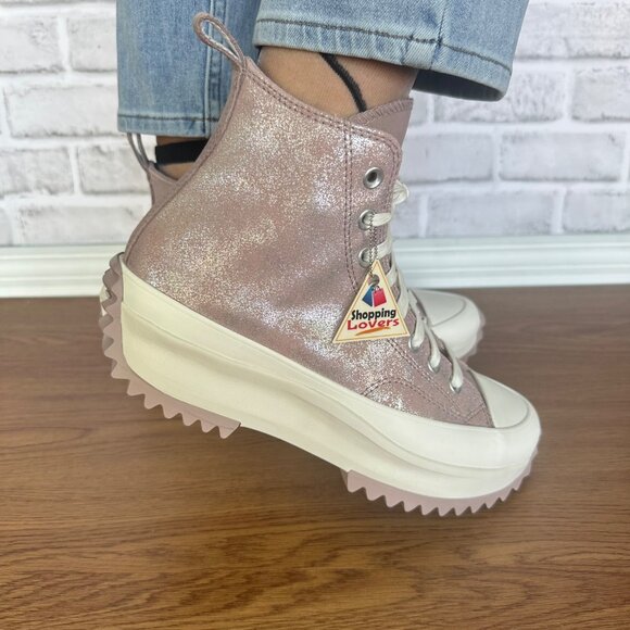 ⭐Converse Run Star Hike Hi Platform Glitter 8.5 Women Shoes Sneaker Pink A11578C - Picture 6 of 12